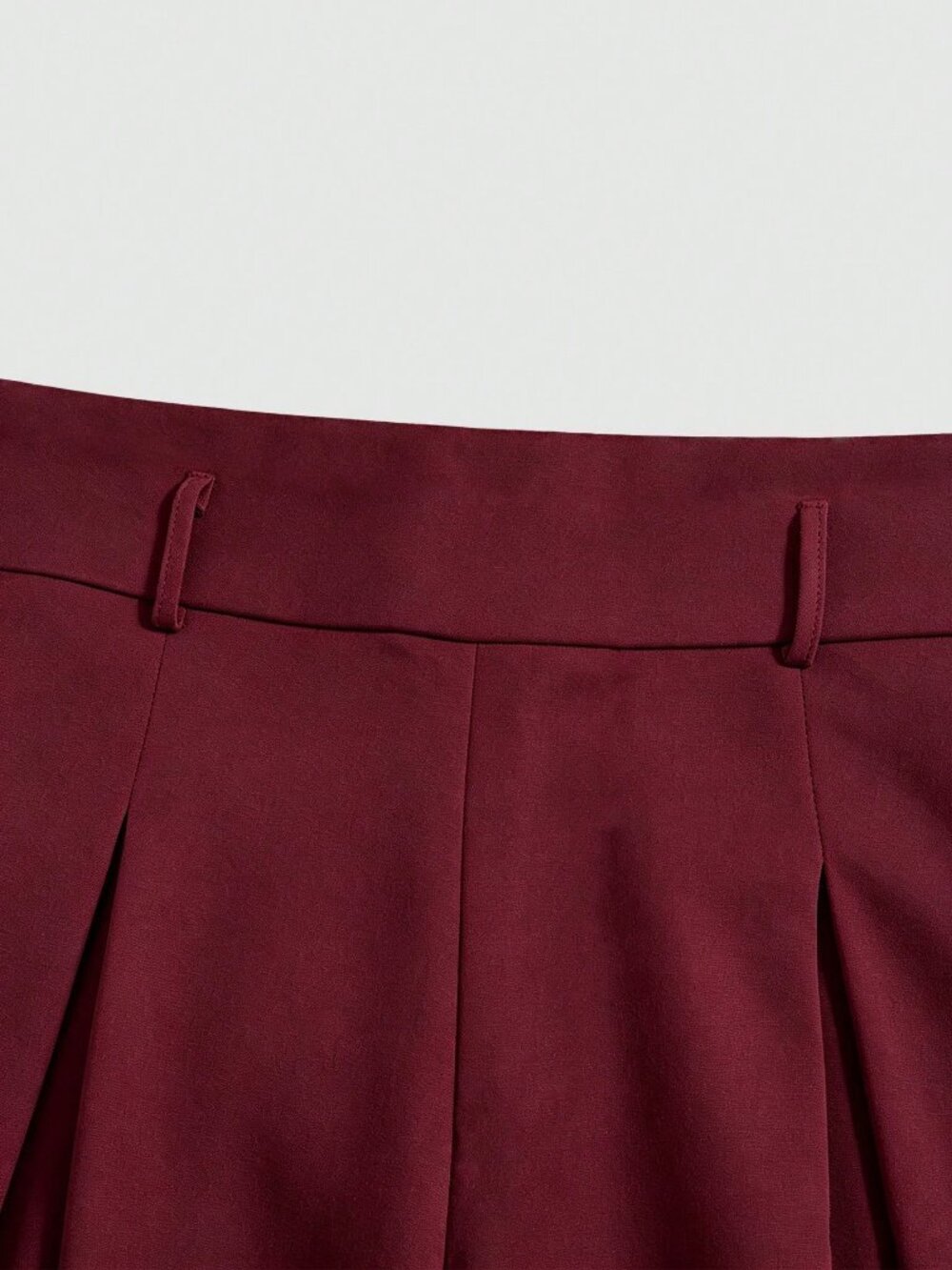 Burgundy Elegant Women's Pleated Wide Leg Long Pants - Picture 4 of 7
